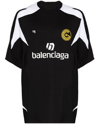 Мужская черно-белая футболка с круглым вырезом с принтом от Balenciaga