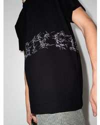 Мужская черно-белая футболка с круглым вырезом с принтом от Givenchy