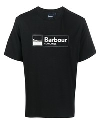 Мужская черно-белая футболка с круглым вырезом с принтом от Barbour