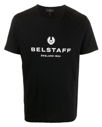 Мужская черно-белая футболка с круглым вырезом с принтом от Belstaff