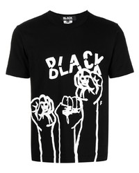 Мужская черно-белая футболка с круглым вырезом с принтом от Black Comme Des Garçons