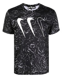 Мужская черно-белая футболка с круглым вырезом с принтом от Black Comme Des Garçons