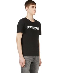 Мужская черно-белая футболка с круглым вырезом с принтом от BLK DNM