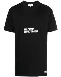 Мужская черно-белая футболка с круглым вырезом с принтом от Blood Brother