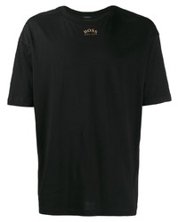 Мужская черно-белая футболка с круглым вырезом с принтом от BOSS HUGO BOSS