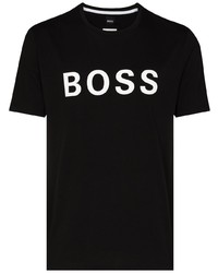 Мужская черно-белая футболка с круглым вырезом с принтом от BOSS
