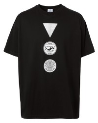 Мужская черно-белая футболка с круглым вырезом с принтом от Burberry
