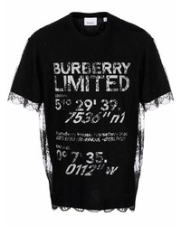 Мужская черно-белая футболка с круглым вырезом с принтом от Burberry