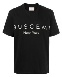 Мужская черно-белая футболка с круглым вырезом с принтом от Buscemi