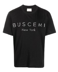 Мужская черно-белая футболка с круглым вырезом с принтом от Buscemi