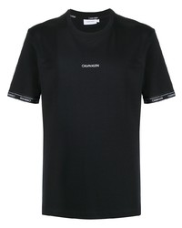 Мужская черно-белая футболка с круглым вырезом с принтом от Calvin Klein