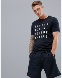 Мужская черно-белая футболка с круглым вырезом с принтом от Calvin Klein Performance