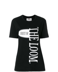 Женская черно-белая футболка с круглым вырезом с принтом от Cédric Charlier