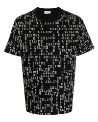Мужская черно-белая футболка с круглым вырезом с принтом от Celine Eyewear