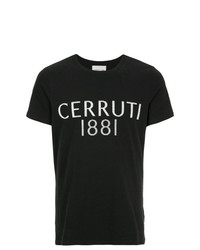 Мужская черно-белая футболка с круглым вырезом с принтом от Cerruti 1881