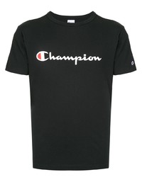 Мужская черно-белая футболка с круглым вырезом с принтом от Champion
