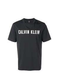 Мужская черно-белая футболка с круглым вырезом с принтом от CK Calvin Klein