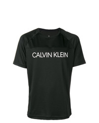 Мужская черно-белая футболка с круглым вырезом с принтом от CK Calvin Klein
