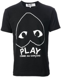 Мужская черно-белая футболка с круглым вырезом с принтом от Comme des Garcons