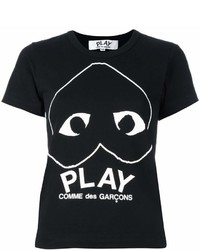Женская черно-белая футболка с круглым вырезом с принтом от Comme des Garcons