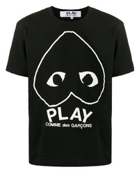 Мужская черно-белая футболка с круглым вырезом с принтом от Comme Des Garcons Play
