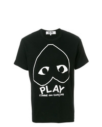 Мужская черно-белая футболка с круглым вырезом с принтом от Comme Des Garcons Play