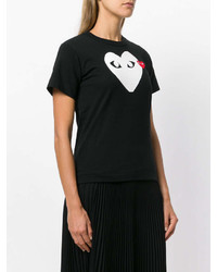 Женская черно-белая футболка с круглым вырезом с принтом от Comme des Garcons