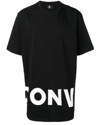 Мужская черно-белая футболка с круглым вырезом с принтом от Converse