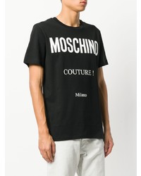 Мужская черно-белая футболка с круглым вырезом с принтом от Moschino