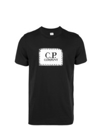 Мужская черно-белая футболка с круглым вырезом с принтом от CP Company