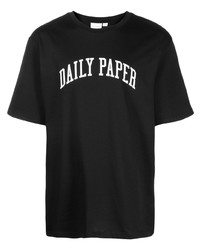 Мужская черно-белая футболка с круглым вырезом с принтом от Daily Paper