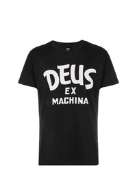 Мужская черно-белая футболка с круглым вырезом с принтом от Deus Ex Machina
