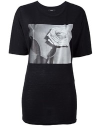 Женская черно-белая футболка с круглым вырезом с принтом от Diesel