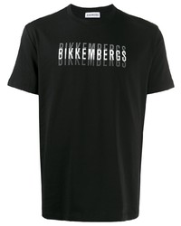 Мужская черно-белая футболка с круглым вырезом с принтом от Dirk Bikkembergs