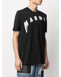 Мужская черно-белая футболка с круглым вырезом с принтом от Marni