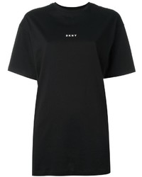 Женская черно-белая футболка с круглым вырезом с принтом от DKNY