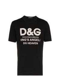 Мужская черно-белая футболка с круглым вырезом с принтом от Dolce & Gabbana