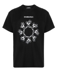 Мужская черно-белая футболка с круглым вырезом с принтом от DOMREBEL