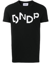 Мужская черно-белая футболка с круглым вырезом с принтом от Dondup