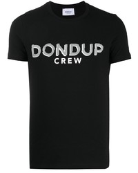 Мужская черно-белая футболка с круглым вырезом с принтом от Dondup
