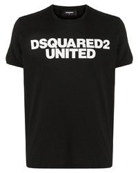 Мужская черно-белая футболка с круглым вырезом с принтом от DSQUARED2