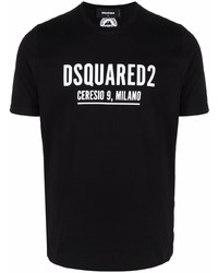 Мужская черно-белая футболка с круглым вырезом с принтом от DSQUARED2