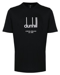 Мужская черно-белая футболка с круглым вырезом с принтом от Dunhill