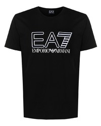 Мужская черно-белая футболка с круглым вырезом с принтом от Ea7 Emporio Armani