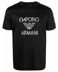 Мужская черно-белая футболка с круглым вырезом с принтом от Emporio Armani