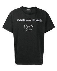 Мужская черно-белая футболка с круглым вырезом с принтом от Enfants Riches Deprimes