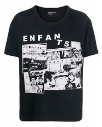 Мужская черно-белая футболка с круглым вырезом с принтом от Enfants Riches Deprimes