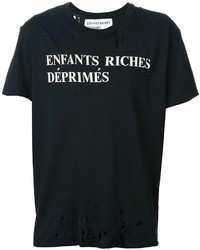 Женская черно-белая футболка с круглым вырезом с принтом от Enfants Riches Deprimes