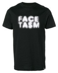 Мужская черно-белая футболка с круглым вырезом с принтом от Facetasm