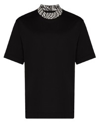 Мужская черно-белая футболка с круглым вырезом с принтом от Fendi